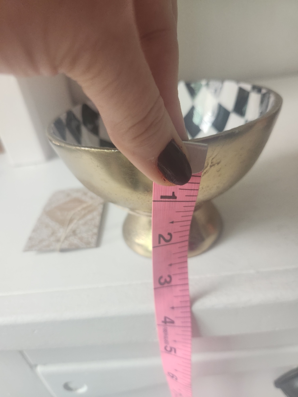 Gold Metal Pedestal Bowls with Black & White Checker Interior (Set of 2) - Picture 8 of 9